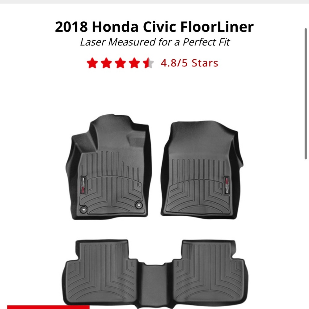 Weathertech Mats Front & Backrow 2018 Honda Civic